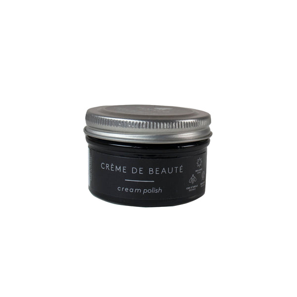 Famaco black shoe cream polish with natural beeswax, nourishes and shines leather. Ideal for Jonathan Abel black leather shoes.