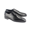 Black Oxford shoes with sleek brogue detailing in full-grain leather, Goodyear welted and handcrafted in Portugal on a soft chisel last.