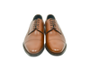 Astor in Chestnut brown Weinheimer leather derby shoes with classic cap-toe design, Goodyear welted and handcrafted for refined style.