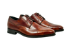 Rich bracklen brown derby shoes in premium Museum Calf Weinheimer leather, Goodyear welted with a classic cap-toe and polished finish.