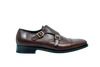 Boston in Walnut brown monk strap shoes in full-grain Italian leather with silver buckles and Goodyear welt, handcrafted in Portugal for timeless style