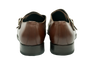 Boston in Walnut brown monk strap shoes in full-grain Italian leather with silver buckles and Goodyear welt, handcrafted in Portugal for timeless style