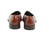 Manhatten in museum Calf Bracklen penny loafers in rich reddish-brown leather, Goodyear welted and handcrafted in Portugal with round toe and blue soles.